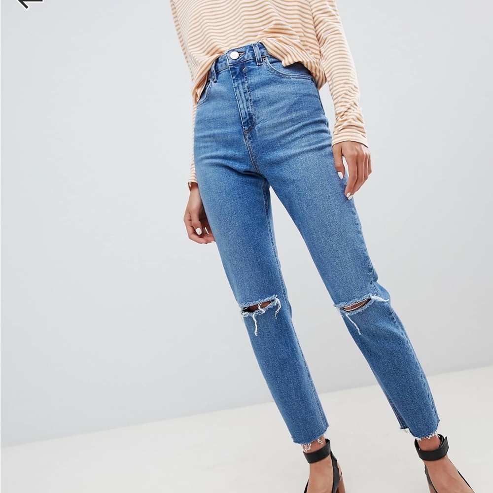 asos • farleigh high rise slim mom jeans with rips